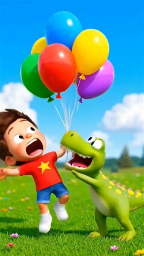 Balloon Pop Chase 🎈 Boy vs Dinosaur Loop #shorts