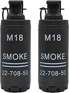 M18 Airsoft Grenade Toys 2Pcs Toy Hand Grenades Plastic CS Battle Game Tactical CS Grenade Pull Ring Toys Role Play Model Prop for Age 14+