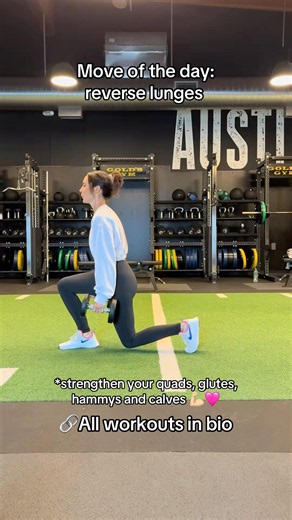 Grab some weights and do reverse lunges to strengthen and sculpt your glutes, quads, and lower body