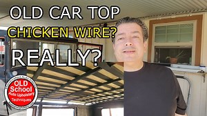 Antique car roof repair using wire and straps