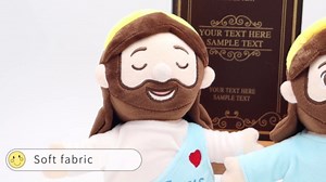 Yelakey Jesus Plush 10", Jesus Plush Stuffed Doll with Halo, White-Skinned Big-Eyed Cute Plushie Gifts for Kids, Christian Stuff Religious Party Toys for Church Easter Christmas Baptisms Favors