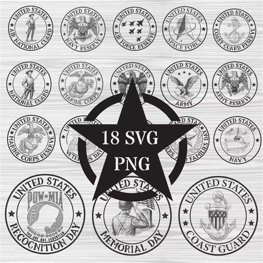 American Military Logos SVG PNG Bundle – Patriotic Laser Engraving Designs (digital Download) - Etsy