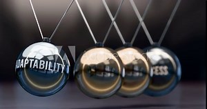 Adaptability creates success. Elegant metaphor showing power of the adaptability and its effects on success. Mutual and self inforcing link between adaptability and success. Video can be looped