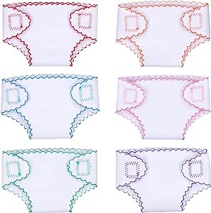 BABESIDE 6 Pcs Baby Doll Diapers, Baby Doll Accessories for 12-15 Inch Dolls, Reusable & Washable Doll Underwear, Pretend Play Doll Accessories Gift for Kids Age 3+