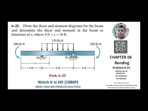 Draw the shear and moment diagrams for the beam | Problem 6-25 | Mechanics of materials RC Hibbeler