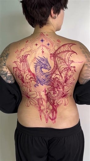 Quick timelapse of the stenciling process for this really fun dragon back piece... @victorialomonaco