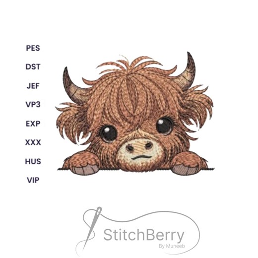 Baby Highland Cow Machine Embroidery Design: Rustic Calf Pattern (digital Download) - Etsy