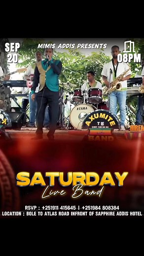 1.7K views · 18 reactions | ✨ Saturday Night Vibes in Addis! ✨Don’t miss Mimi’s Addis Live Band Show this Saturday night featuring the one and only Aregahagne Werash!  Live music Great energy Unforgettable performances Addis Ababa Saturday NightCome with friends, dance, and enjoy a night full of rhythm and soul! 論#AddisLive #MimisShow #AregahagneWerash #LiveMusicAddis | Mimi's Addis | Facebook