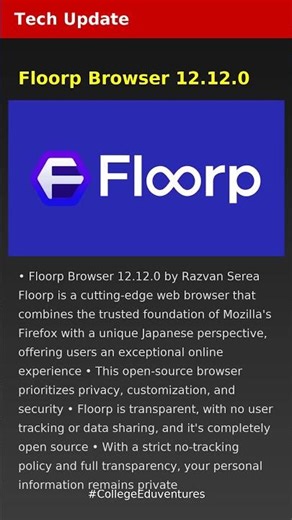 Floorp Browser 12.12.0 | Tech Update | Latest Tech News 2026 #Tech #AI #Startup