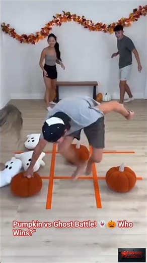 “Pumpkin vs Ghost Tic Tac Toe Challenge 🎃👻 | Fun Halloween Party Game!”#shorts #ytshorts #kickbreak
