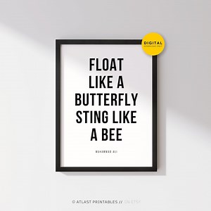 Muhammad Ali the Greatest Inspirational Quote, Float Like A Butterfly Sting Like A Bee Printable Wall Art, Heavyweight Boxing Legend Posters - Etsy Canada