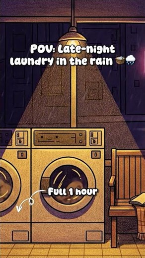 Washing Machine + Rain – Cozy Laundromat (No Music) | Full 1 Hour (Preview) 🧺🌧️