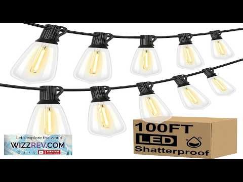 Brightever LED Outdoor String Lights 100FT Patio Lights with 52 Shatterproof ST38