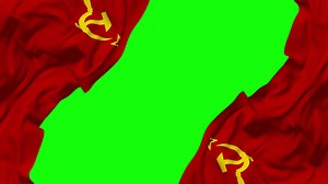 Download Soviet Union Flag Waving on Sides, Isolated with Bump Texture, 3D Rendering, Green Screen, Alpha Matte for free