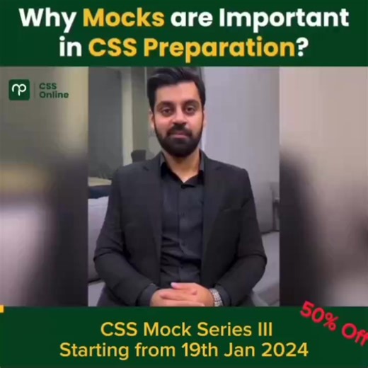 🚨CSS Mock Series evaluated by CSP Officers When it comes to CSS Exam Preparation, mock exams are extremely important and help you hit the bull's eye 🚀. Nearpeer brings you an amazing CSS Mock Series that will be evaluated by our prestigious CSP Officers WhatsApp us now at 03111444734 for details. Nearpeer is offering 50% off and this discount is valid till 19th January 2024. 📚. | CSS Online with Nearpeer.org