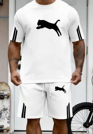 2-Piece Men’s Set: Sharp, Sporty Weekend Outfit