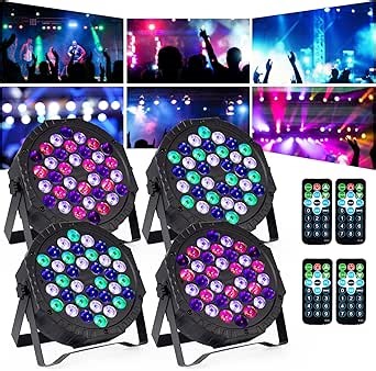 Stage DJ Par Lights for Party: 36 RGB LED Uplighting Stage Light with Sound Activated Remote DMX Control - Uplights Disco Lights for Parties Events Club Dance Stage Lighting
