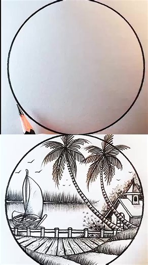 beautiful scenery drawing tutorial