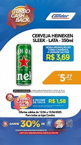 Chegou o Turbo Cashback Condor! 🍻🥃🍸 Compre Bebidas no Condor e ganhe até 30% de Cashback devolta. Venha aproveitar. | Rede Condor