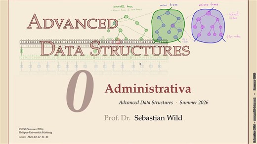 Advanced Data Structures - Lecture 01 (Summer 2026)