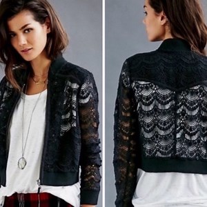 Free People - Crochet Lace BomberJacket / Cardigan Sweater / Blazer - XS