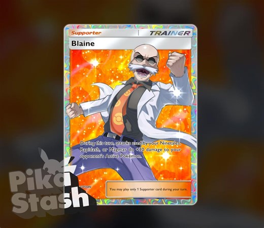 Custom Pokemon Card Trainer Blaine TCG Pocket Foil - Etsy