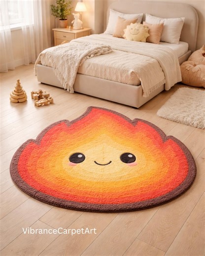 Handmade Flame Tufted Rug, Cartoon Fire Shape, Kids Room Playroom Decor - Etsy