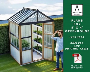 Greenhouse Plans: 6ft X 4ft Gable Roof, Potting Table (PDF Download) - Etsy