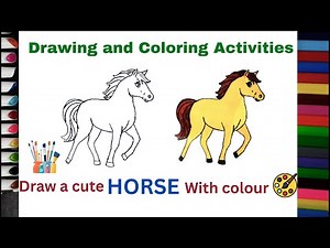How to Draw and Color a Cute Horse 🐴 | Easy Drawing for beginners Step-by-Step
