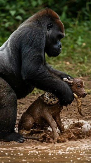 Good gorilla rescue pitiful little buffalo #animals #wildlife #gorilla #wild #python #reesl #buffalo #reels #wildliferescue #good | Amazing Wild Life