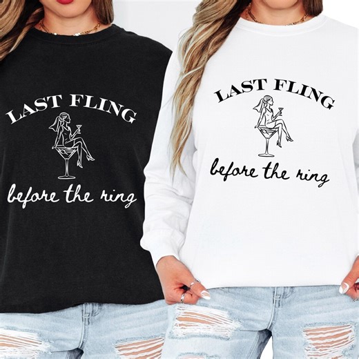 Last Fling Before the Ring Shirt, Comfort Colors Bachelorette Party Tee, Bride Squad Matching Shirts, Bridal Party Hoodie & Long Sleeve - Etsy