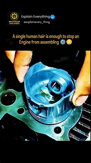 explaineverything on Instagram: "Yes—this is actually true, and it shows how insanely precise modern engines are ⚙️😳 🔍 How can a single human hair stop engine assembly? Human hair thickness: ~70 microns Precision inside engines: tolerances can be as tight as 5–20 microns That means one hair is thicker than the allowed clearance between many critical engine components. 🛠️ Where a hair can cause failure Bearing seats – prevents correct seating, causing misalignment Piston rings & cylinder walls
