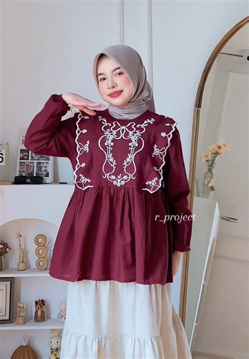Post21 - Atasan bordir warna Burgundy ❤️‍🔥 #atasanwanita
