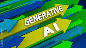 Generative AI Use Rising Increase Arrows Up Higher Artificial Intelligence 3d Animation