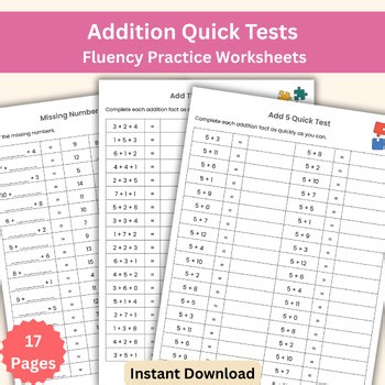 Addition Quick Tests – Mental Maths Worksheets for Rapid Fluency