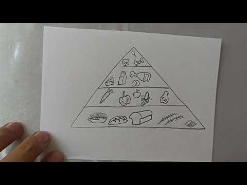 Food Pyramid Drawing | Nutrition Healthy Food Pyramid Drawing | Balanced Diet Food Pyramid Drawing