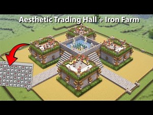 🔥 Aesthetic Trading Hall with Iron Farm 🔥 | Works in Java & Bedrock Edition!
