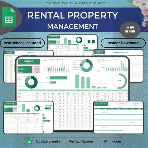 Rental Property Management Google Sheets Airbnb Income and Expense Rental Tracker Bookkeeping Spreadsheet Vacation Rental Airbnb Template - Etsy