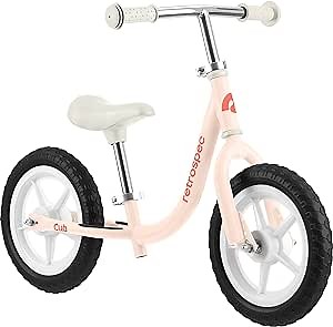 Retrospec Cub Toddler Balance Bike for Ages 18 Months - 3 Years - 12in No-Pedal Beginner Bicycle with Adjustable Seat, Puncture-Proof Tires & Safe Low Frame Design