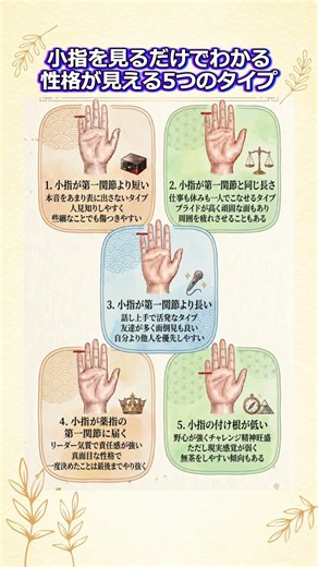 小指を見るだけでわかる性格が見える5つのタイプ #小指の長さ #性格タイプ #性格診断 #手の特徴 #手相#大人の雑学