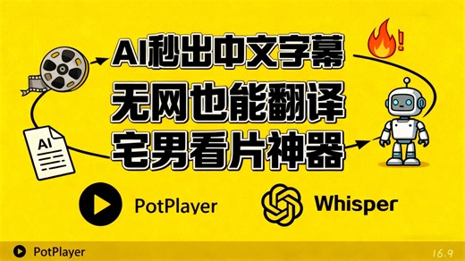 本地实时字幕&本地AI实时翻译，PotPlayer使用教程，手把手教你如何轻松看外语剧，再也不怕“生肉”，再也不用求字幕！