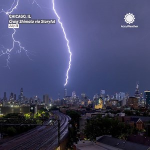 96K views · 1.3K reactions | Electrifying photos captured lightning striking multiple skyscrapers across downtown Chicago on Sunday night ⚡ | AccuWeather | Facebook