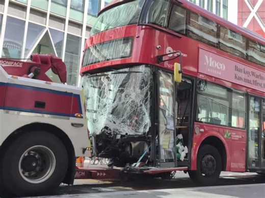 Shock in London: Double-decker bus veers off the road