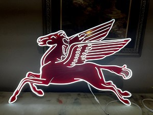 Mobil Pegasus Neon Sign | Vintage Garage Decor, Aluminum Gas Station Sign - Etsy