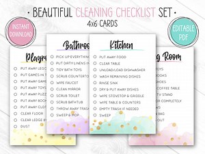 Room Cleaning Card, EDITABLE, PRINTABLE, House Zones, Chore Checklist for Kids, Cleaning Checklist, Kitchen, Bathroom, Bedroom, How To - Etsy
