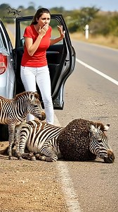 "Emotional Zebra Rescue on Roadside | Baby Zebra Crying Helplessly" #animals#shorts #viralvideo | News End Cops