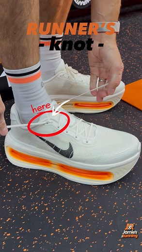 1M views · 2.8K reactions | If you’ve never tried the runner’s knot, then your life will never be the same… I’ve used this for as long as I can remember to get a secure locked-down feel without the pain across the top of the foot that comes from over-tightening laces. Suitable for shoes with a double eyelet at the top, it’s super simple to do - just follow along and prepare to have your mind blown. | Jamies.Running | Facebook