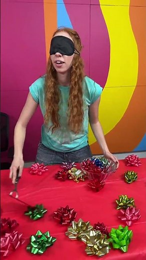 Blindfolded Christmas Bow Challenge