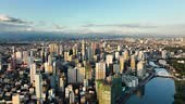 Aerial view of cityscape of Manila city with skyscrapers. Philippines.
