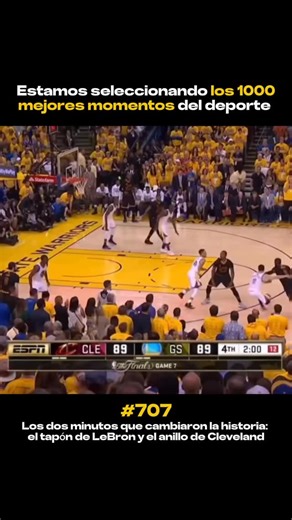 @momentosdeldeporte on Instagram: "Los últimos dos minutos del Game 7 de las Finales NBA 2016 se sintieron como si el tiempo se hubiera detenido. Partido empatado. Cada posesión era vida o muerte. Cada bote retumbaba en el pabellón… hasta que llegó el momento que lo cambió todo. “¡BLOCKED BY JAMES!” LeBron James persiguió a Andre Iguodala y firmó uno de los mejores tapones defensivos de la historia del deporte, una acción de décimas de segundo que mantuvo vivo el sueño de Cleveland. Silencio abs